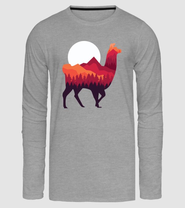 Pădure Alpaca model gri pe tricou