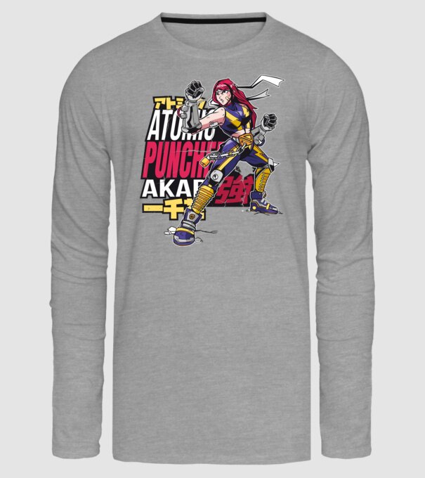 Anime fată Războinic model gri pe tricou