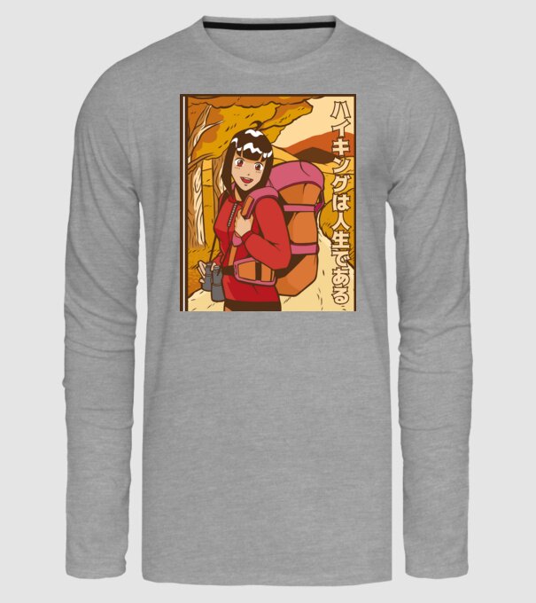 Anime fată Excursionistă model gri pe tricou