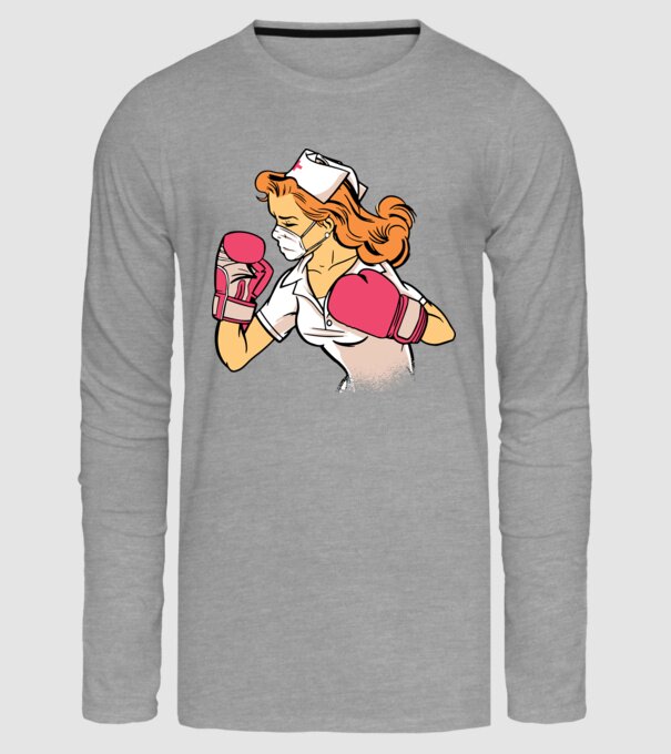 Asistentă Boxer model gri pe tricou