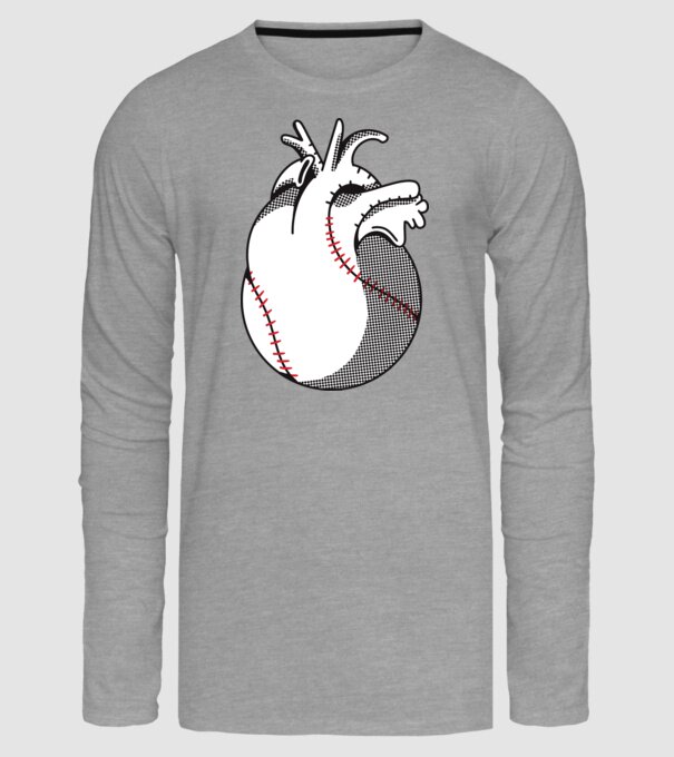 Inimă Baseball model gri pe tricou