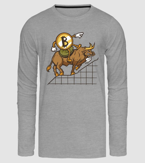 Taur Bitcoin model gri pe tricou