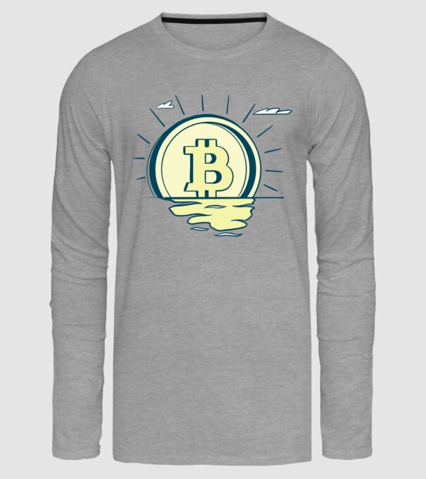 Bitcoin sunrise model gri pe tricou