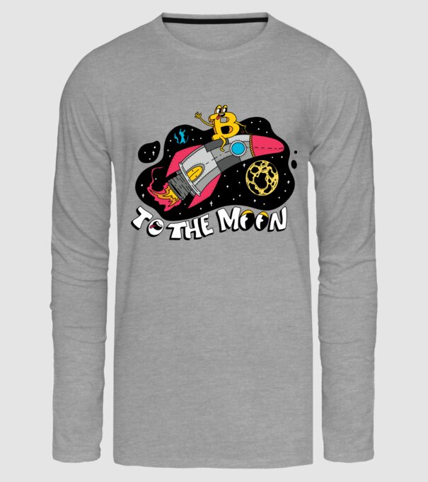 Bitcoin to the moon model gri pe tricou