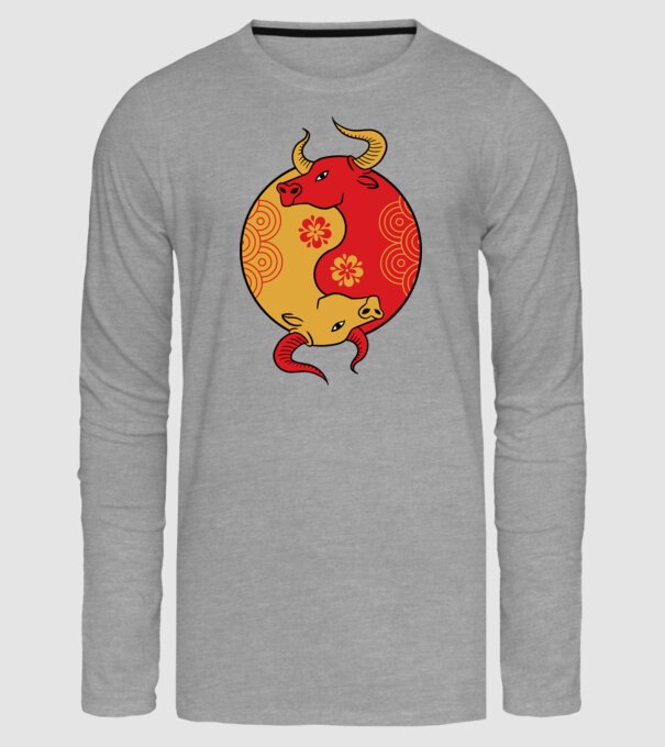 Bivol Yin Yang model gri pe tricou