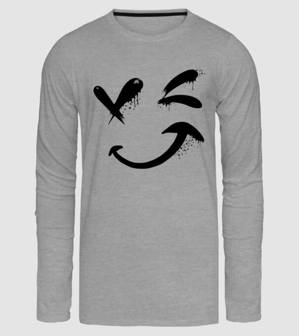 Emoji fericit Râs model gri pe tricou