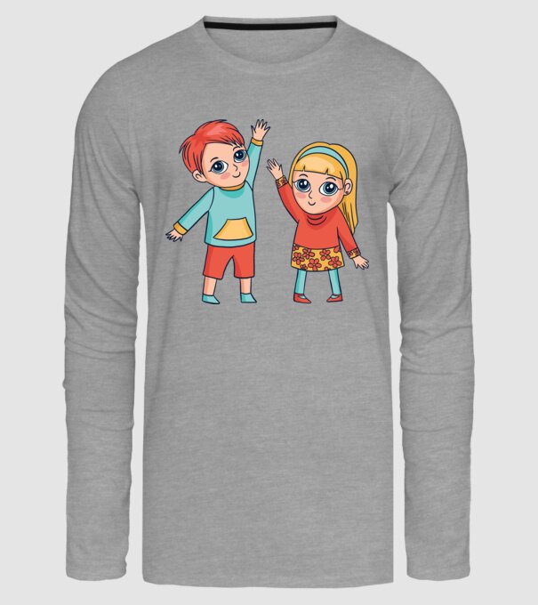 Copii fericiți model gri pe tricou
