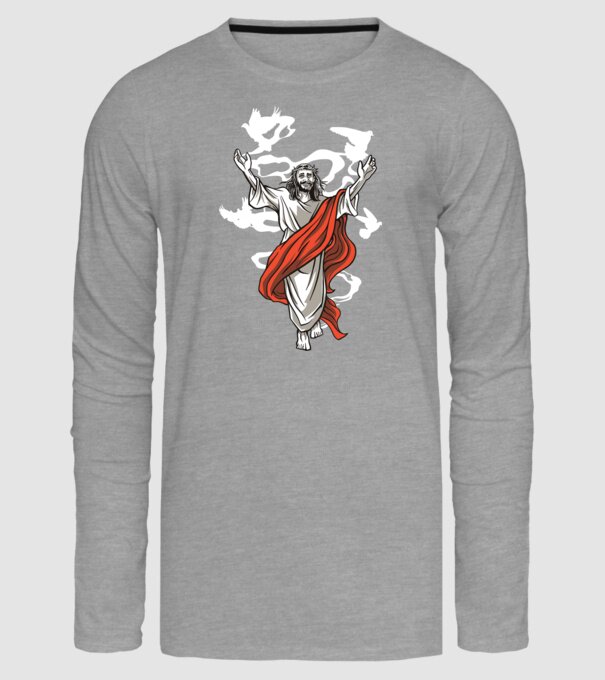 Isus fericit tricou creștin model gri pe tricou