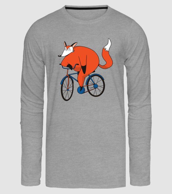 Vulpe cu bicicletă model gri pe tricou