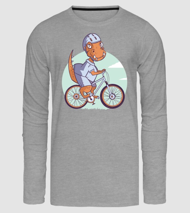 Dinozaur de T-Rex cu bicicletă model gri pe tricou