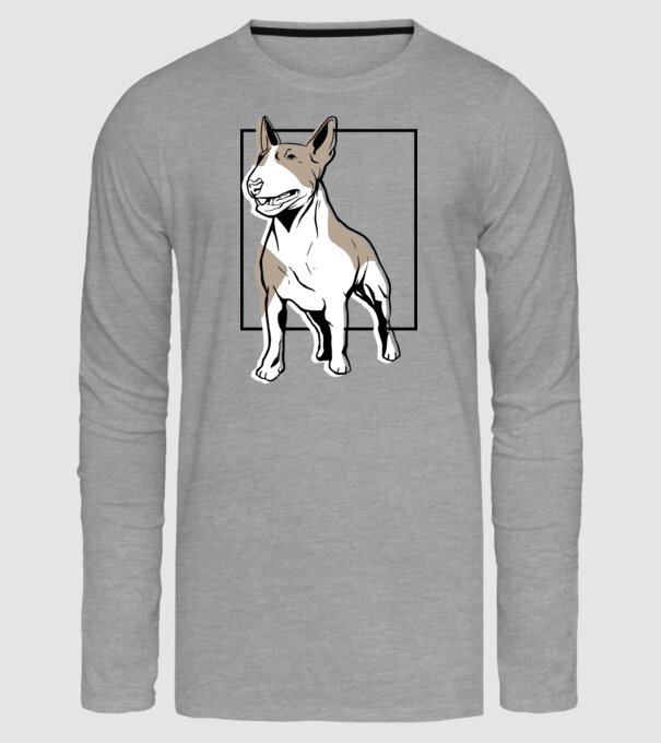 Tricou cu Câine Bull Terrier model gri pe tricou