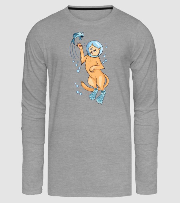 Pisică Scafandru model gri pe tricou