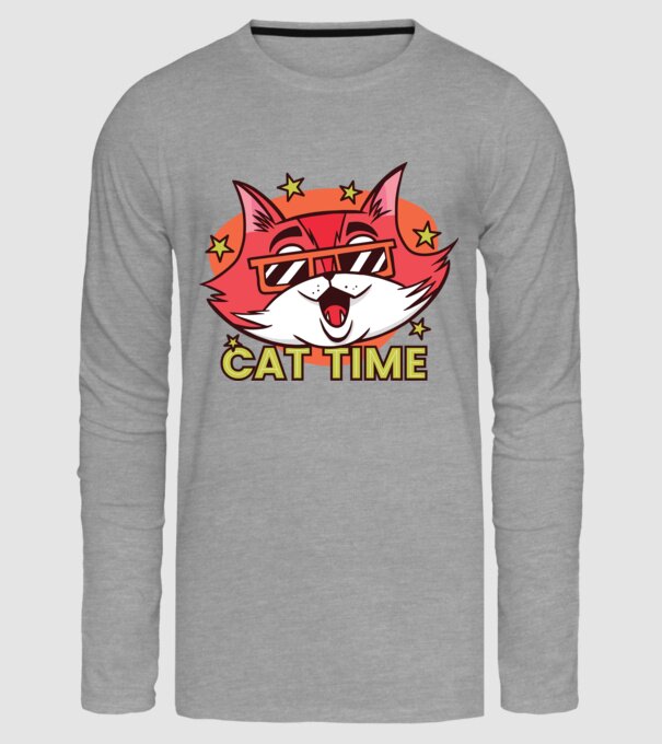 Cat Time Momentul pisicii model gri pe tricou