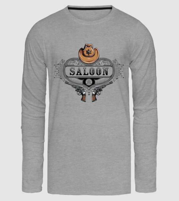Cowboy saloon western model gri pe tricou