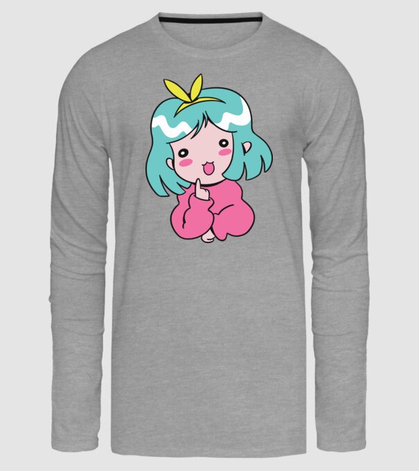 Fetiță drăguță Anime model gri pe tricou