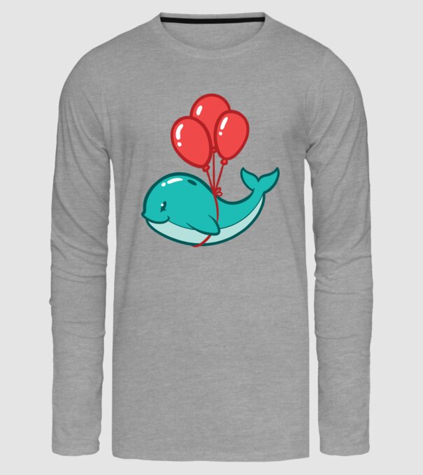 Balenă Drăguță cu Balon model gri pe tricou