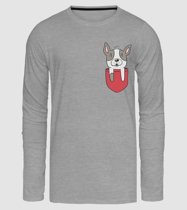 Buzunar pentru Bulldog francez drăguț model gri pe tricou