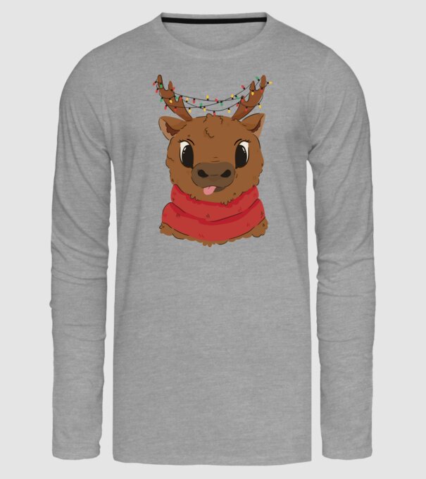 Ren drăguț de Crăciun model gri pe tricou