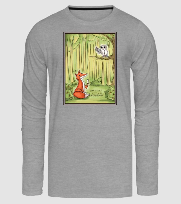 Vulpe drăguț cu bufniță model gri pe tricou