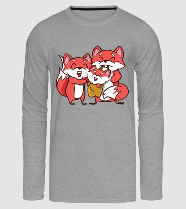 Familie Vulpe drăguță model gri pe tricou