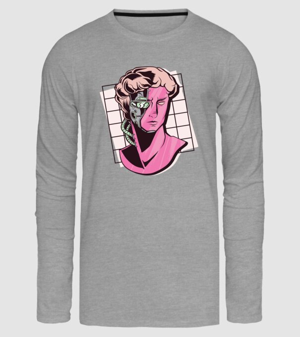 Statuie Cyborg model gri pe tricou