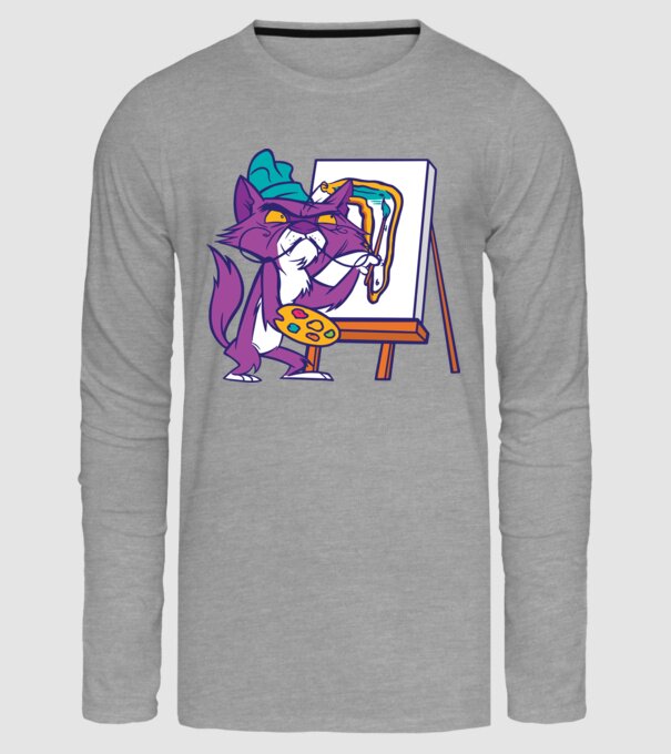 Pisică Dali model gri pe tricou