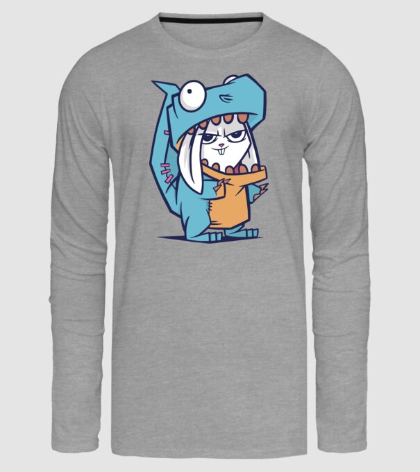Costum de dinozaur model gri pe tricou