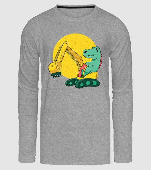 Excavator dinozaur model gri pe tricou