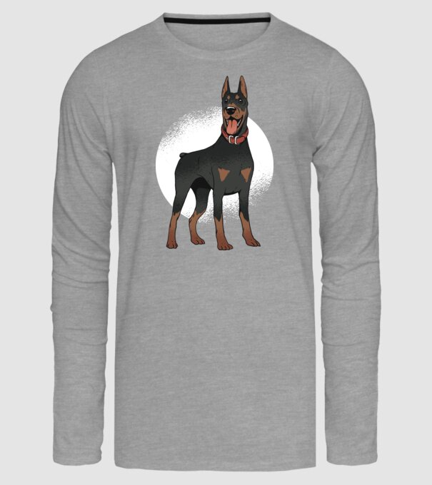 Tricou cu câine dobermann model gri pe tricou