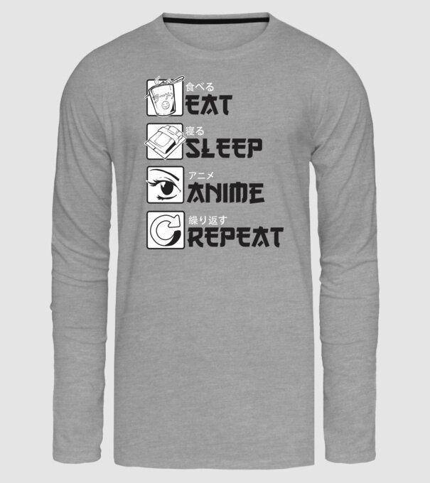 Eat Sleep Anime Repeat model gri pe tricou