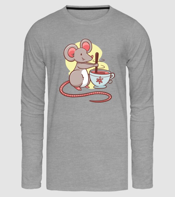 Șoarece cu ceai model gri pe tricou