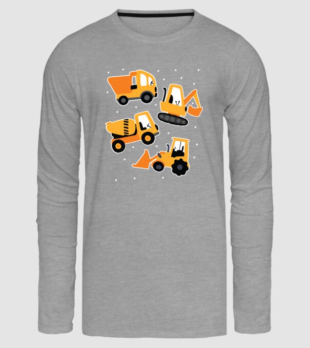 Vehicule de construcții model gri pe tricou