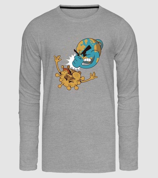 Pământ vs Coronavirus model gri pe tricou