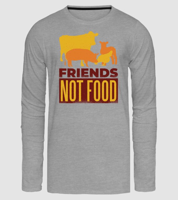 Friends not Food Vegán model gri pe tricou