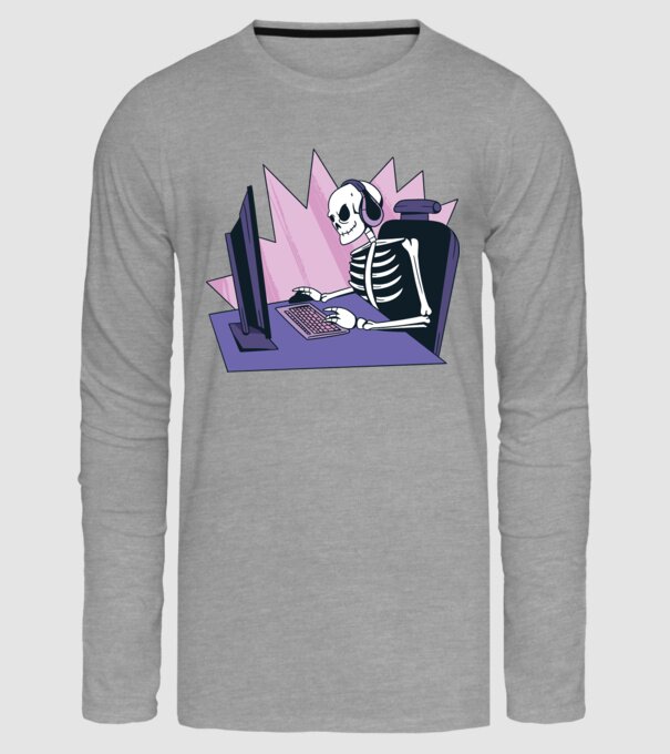 Schelet Gamer model gri pe tricou