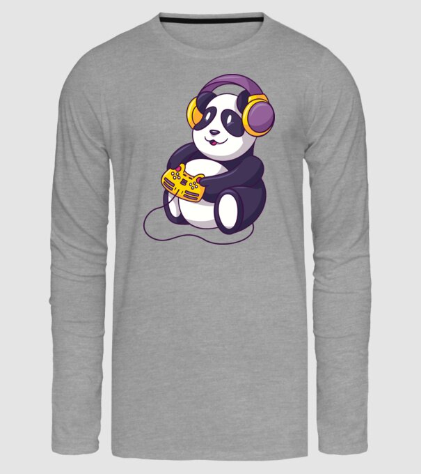 Gamer Panda model gri pe tricou