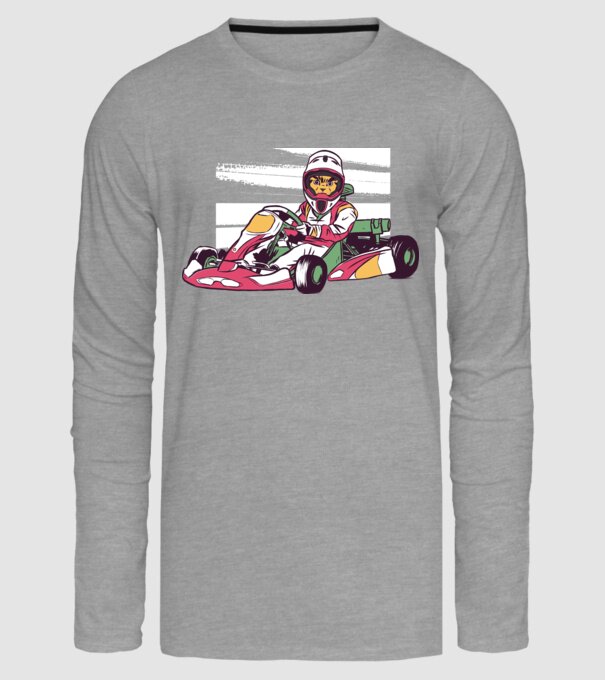 Pisică gokart model gri pe tricou