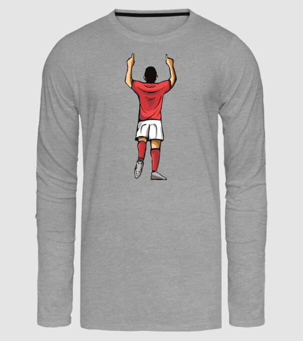 Fotbalist sărbătorind golul model gri pe tricou