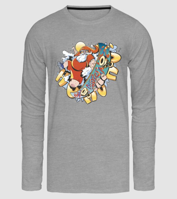 Moș Crăciun Skateboarder model gri pe tricou