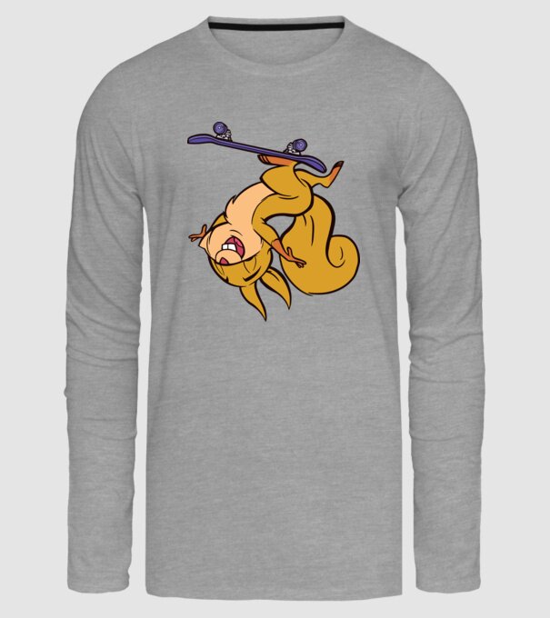 Veveriță Skateboarder model gri pe tricou