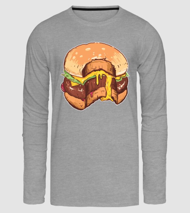 Hamburger model gri pe tricou
