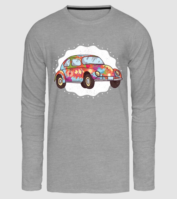 Hippy Beetle Volkswagen model gri pe tricou