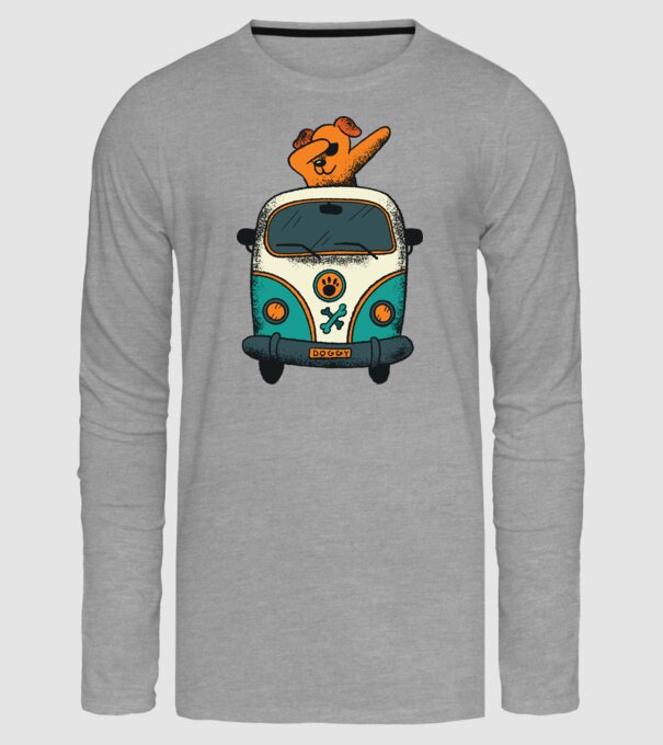 Microbuz Hippi Câine DAB model gri pe tricou