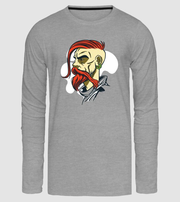 Barbă Hipster model gri pe tricou