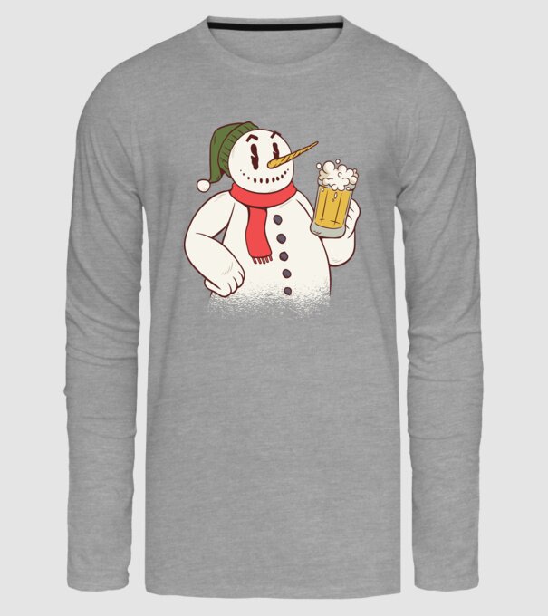 Om de zăpadă cu bere model gri pe tricou