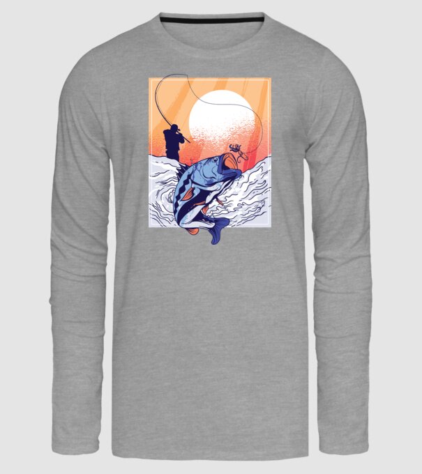 Tricou Pescar Retro model gri pe tricou