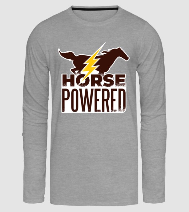 Horse Powered Cal-putere tricou călăreț model gri pe tricou