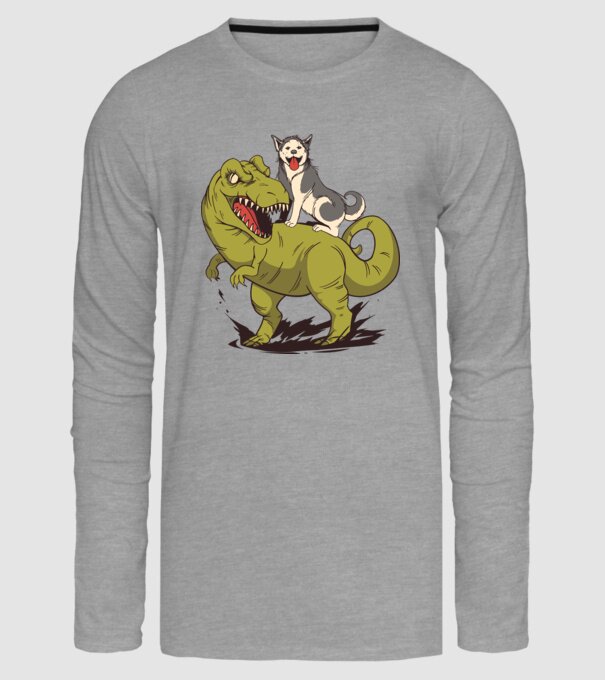 Dinozaur Husky model gri pe tricou