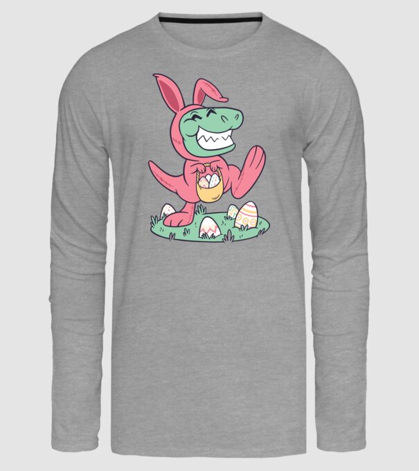 T-rex de Paște model gri pe tricou