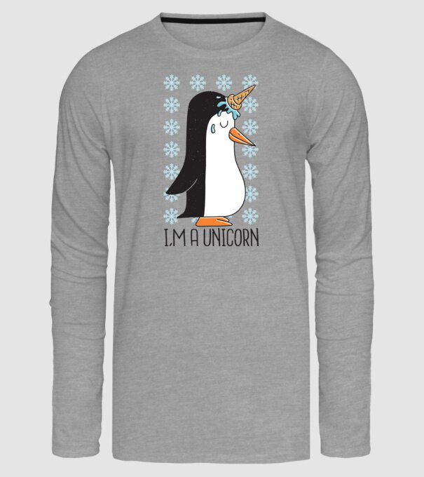 'I''m a Unicorn - Pinguin Unicorn' model gri pe tricou